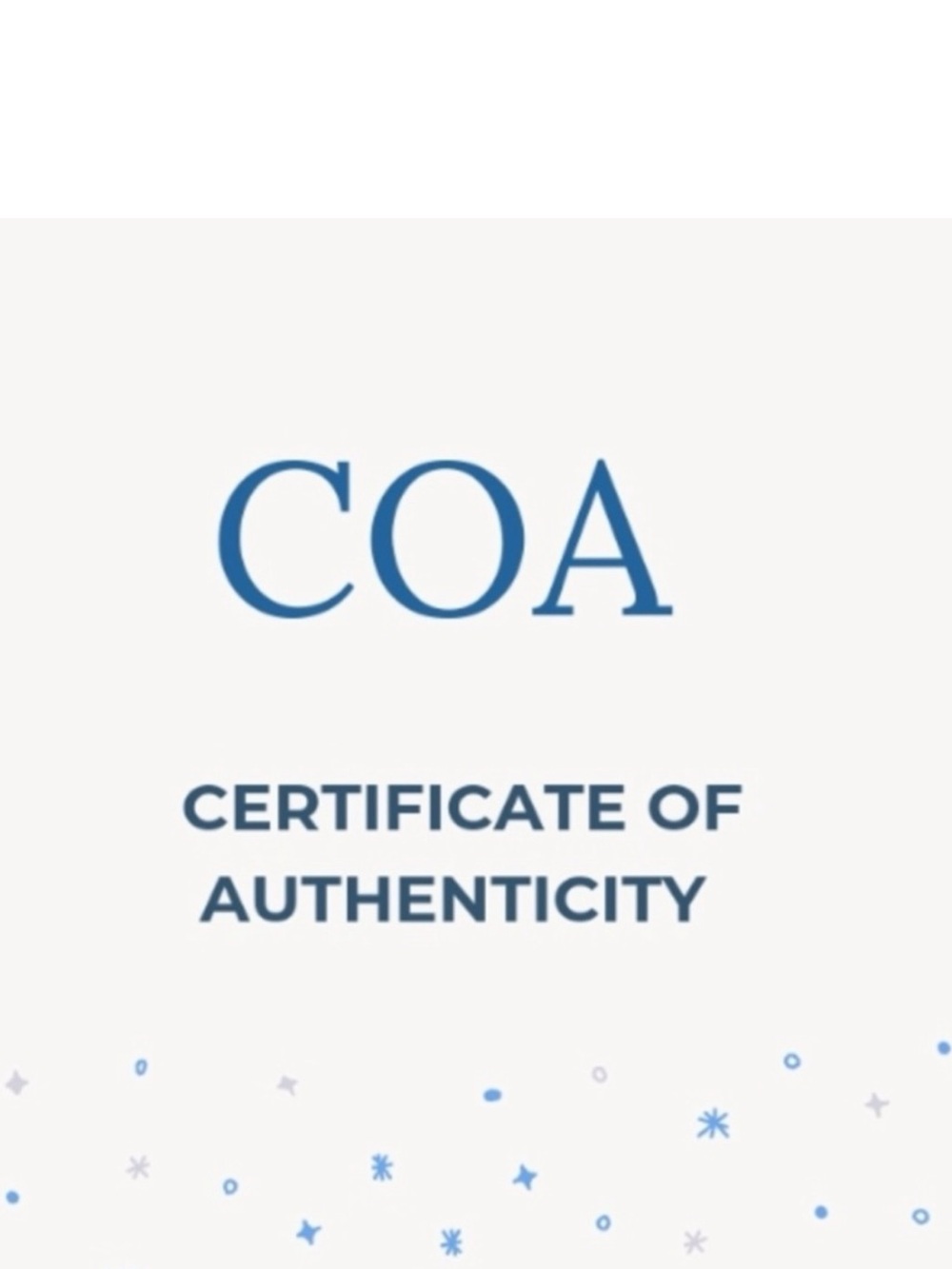 Certificate of Authenticity - COA